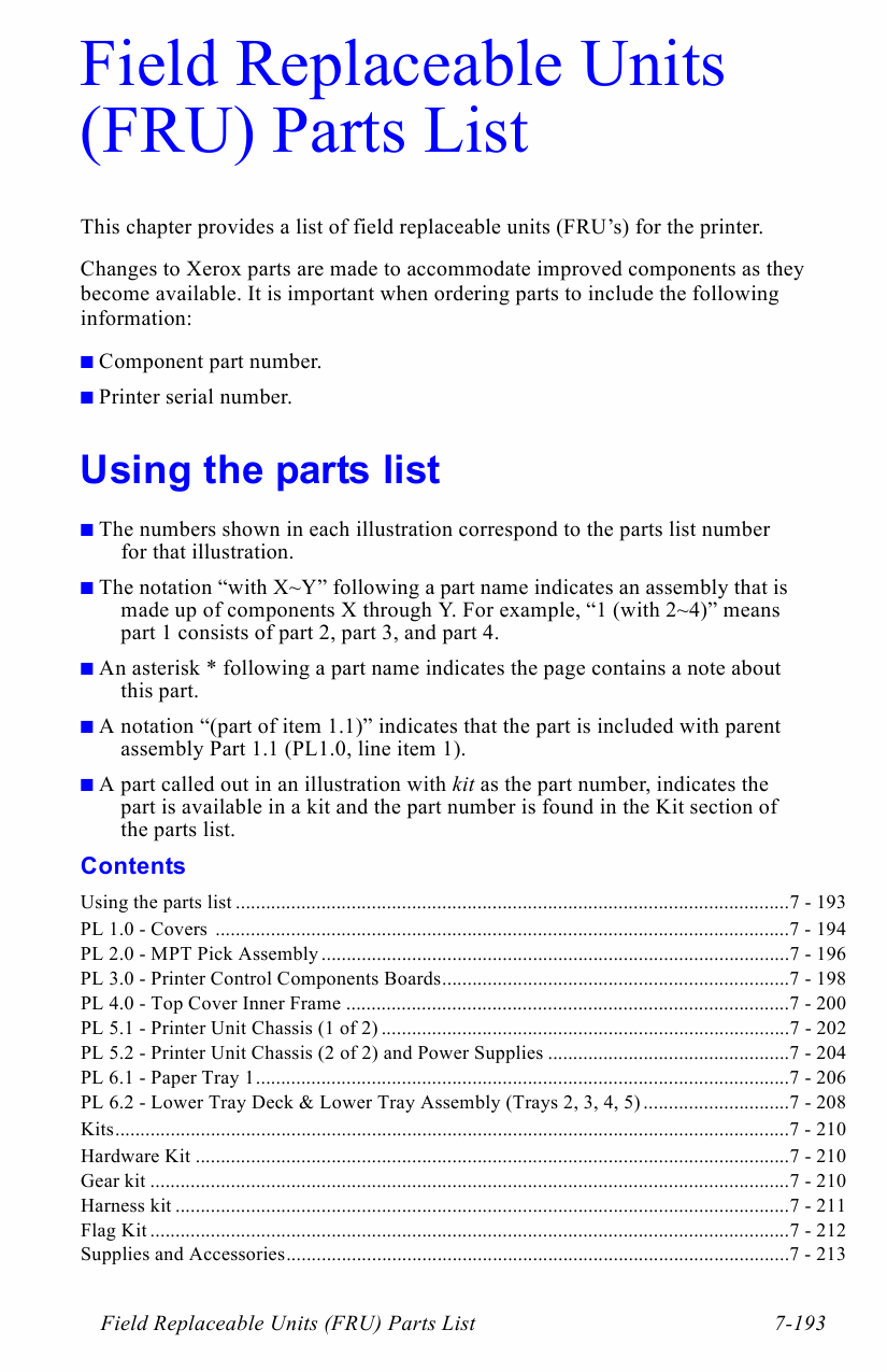 Xerox Phaser 7300 Parts List Manual-1